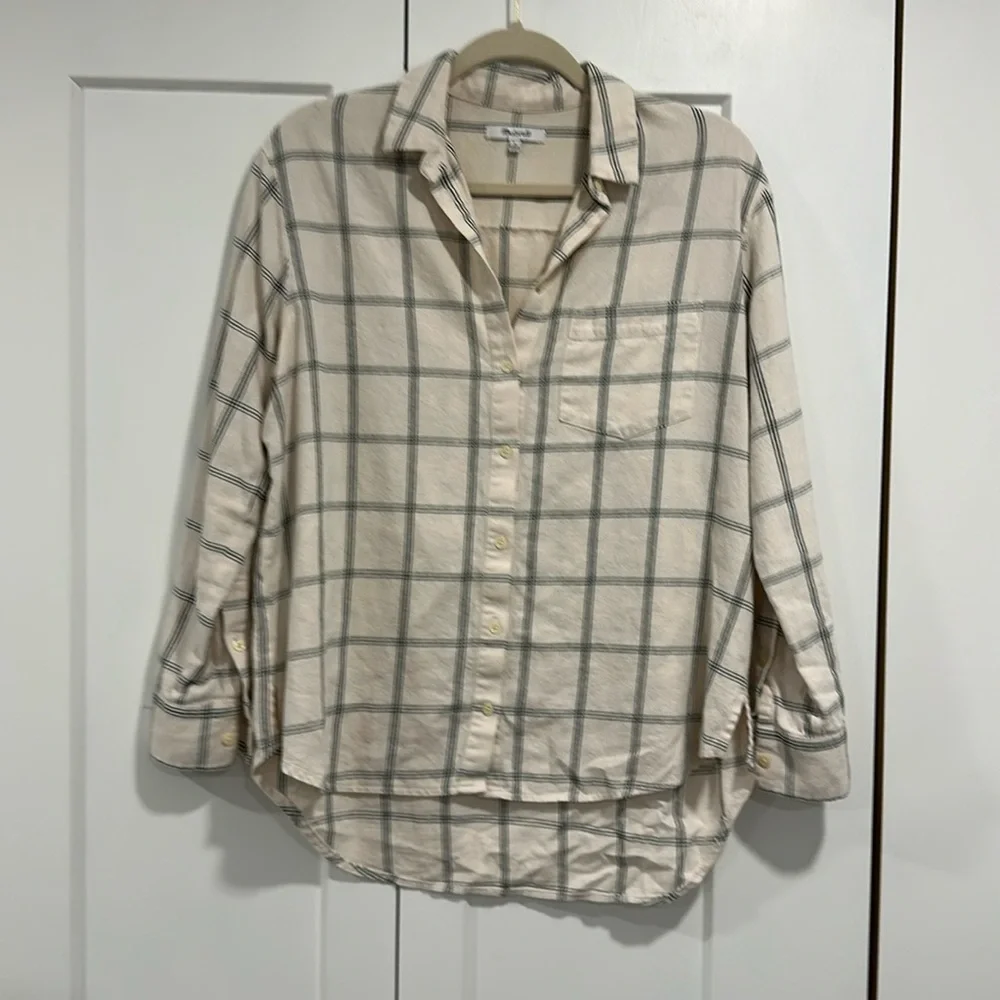 Madewell Windowpane Oversized Button Down - Picture 1 of 4